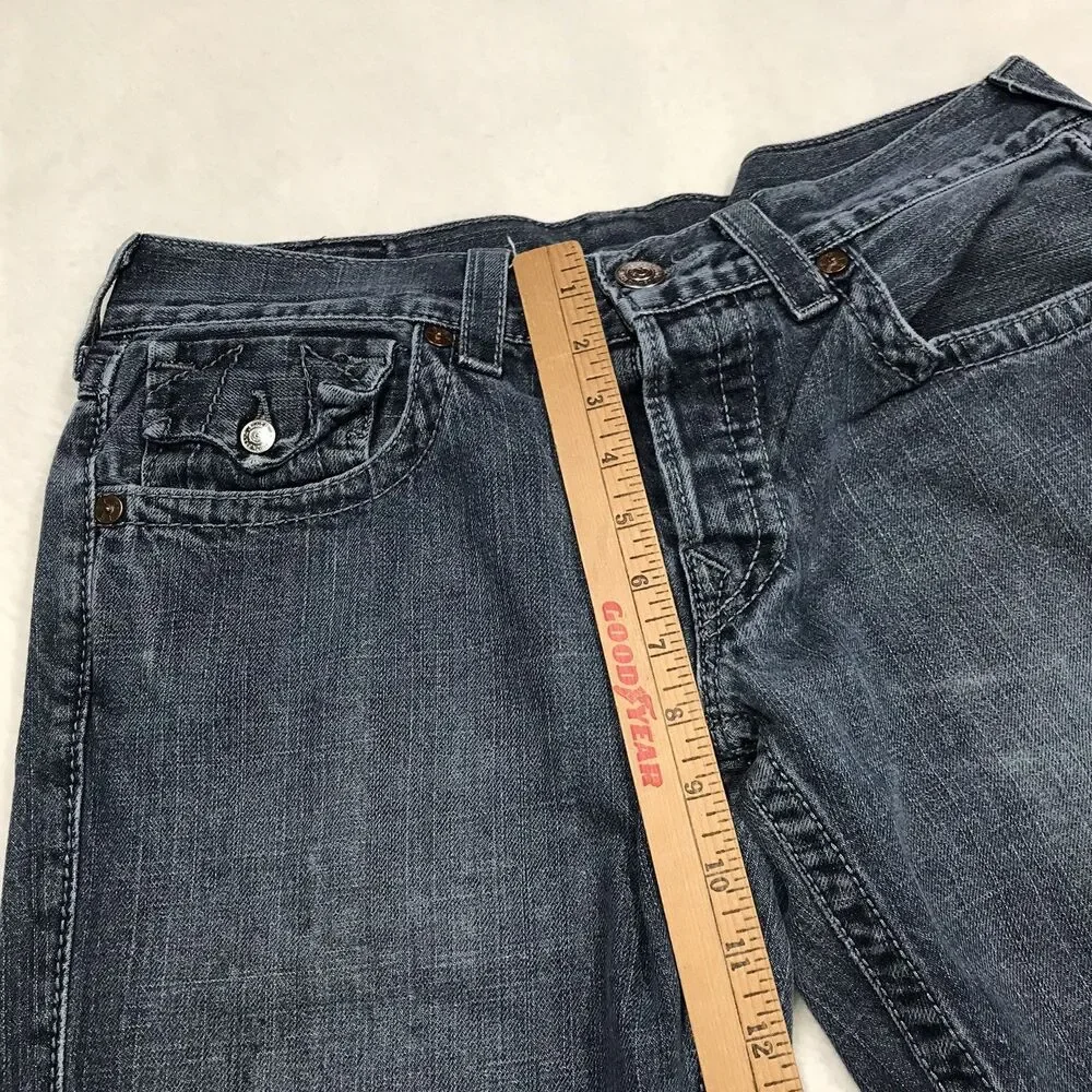 TRUE RELIGION Slim Fit Jeans Men 32x28 Dark Wash Flap Pocket USA Made